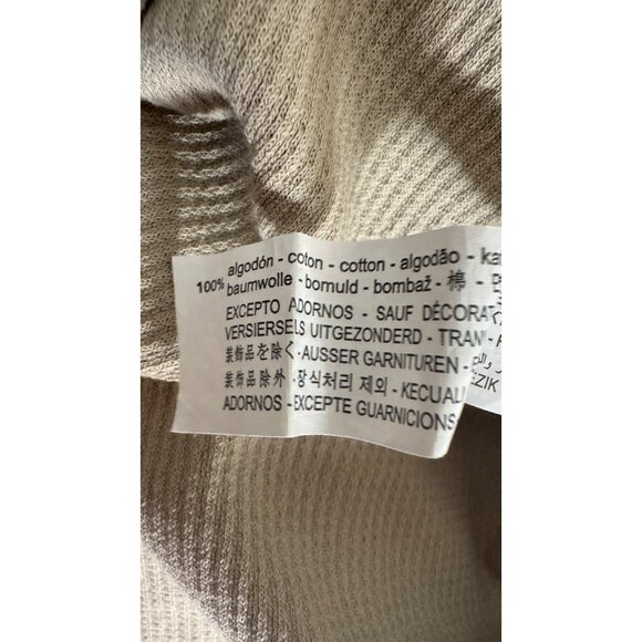 ZARA Medium Womens Beige Ribbed Short Sleeve T-Shirt 100% Cotton - Picture 8 of 12